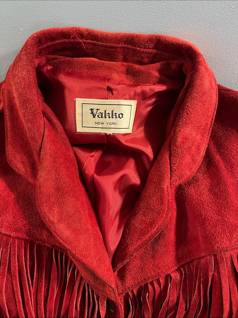 Vakko Red Suede Fringe Jacket - Picture 2 of 11
